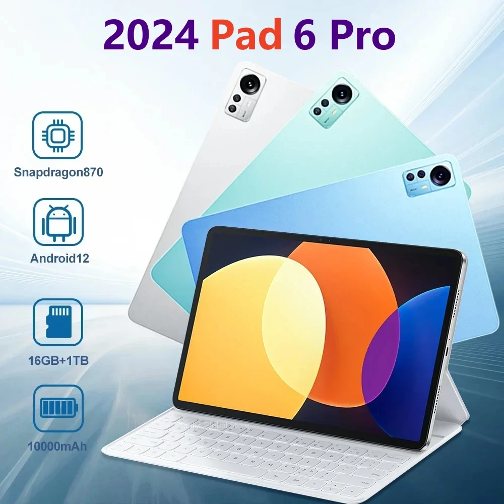 

2024 Оригинальный планшетный ПК Pad 6 Pro Android 12 11 дюймов 10000 мАч 16 ГБ 1T 5G Dual SIM GPS Bluetooth Google WiFi Tablette PC Mi Tab