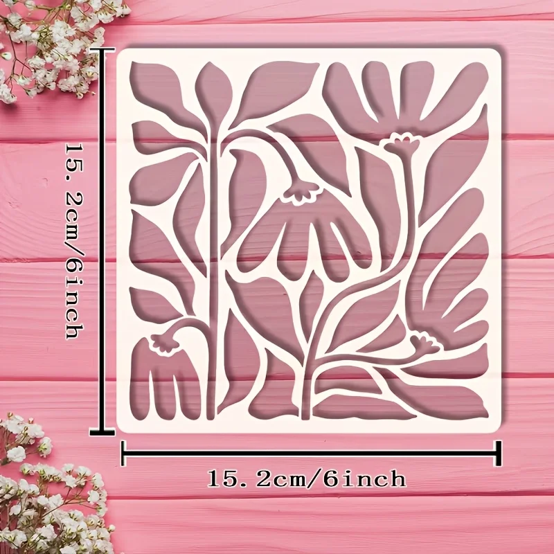 6inch Abstract Floral Template, Exquisite And Elegant Plant Hollow Painting Template for Scrapbook,  Home Decoration, Wall Art