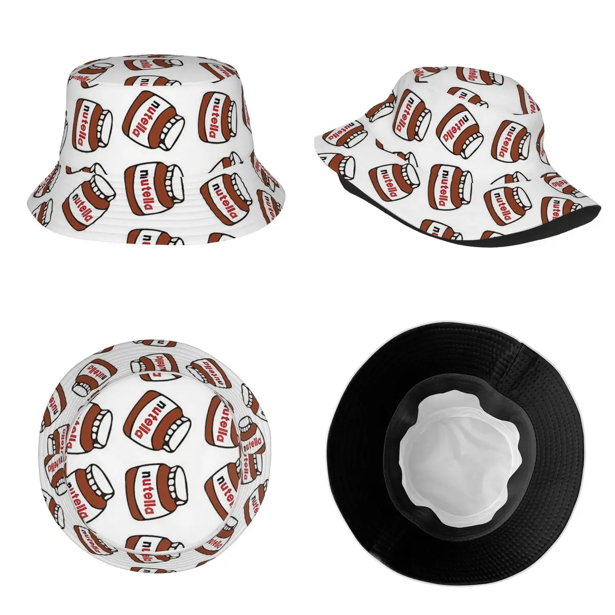 Foods Nutella Cartoon Bucket Hats Spring Picnic Headwear Fishing Hat for Outdoor Sport Unisex Bob Hats Lightweight