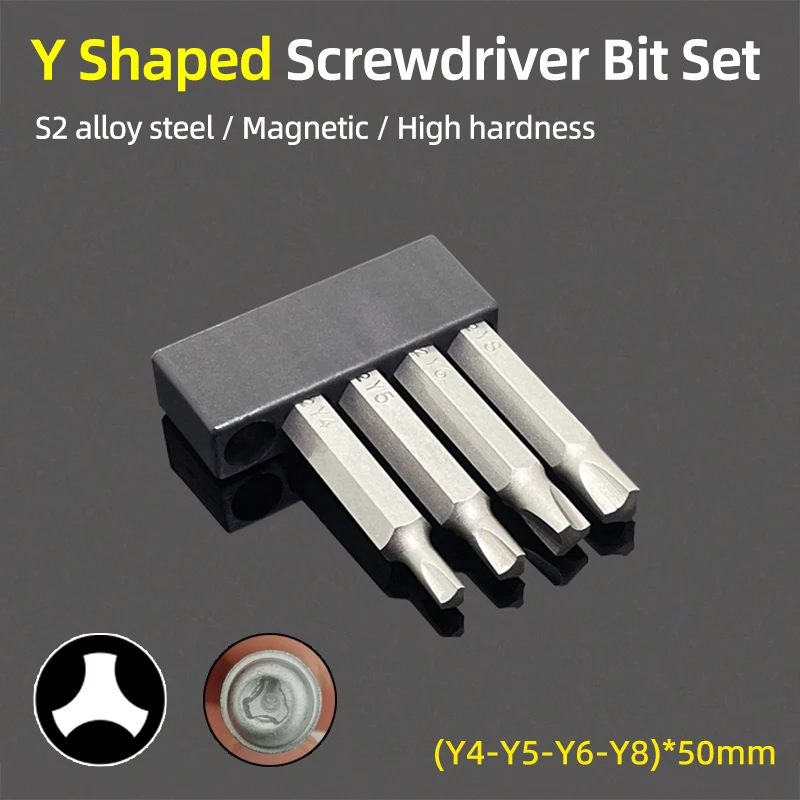 Magnetic Y Shaped Screwdriver Bits Set For Bicycle Repair Tools 1/4Inch Hex Shank Y4 Y5 Y6 Y8 50mm Screw Driver Bit Hand Tool