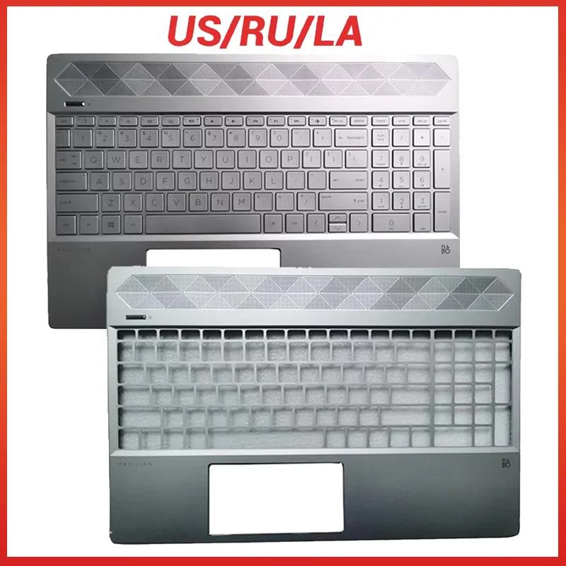 

НОВАЯ американская/русская/латиноамериканская клавиатура для HP Pavilion 15-CW 15-CS TPN-Q208 TPN-Q210, верхняя крышка упора для рук ноутбука, серебристая