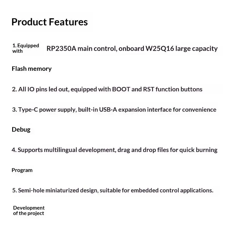 RP2350 USB-A Entwicklungsboard RP2350_V2 Mikrocontroller-Prozessor basierend auf RP2350A Erweiterungsboard I/O programmierbar Typ C – Detail 14
