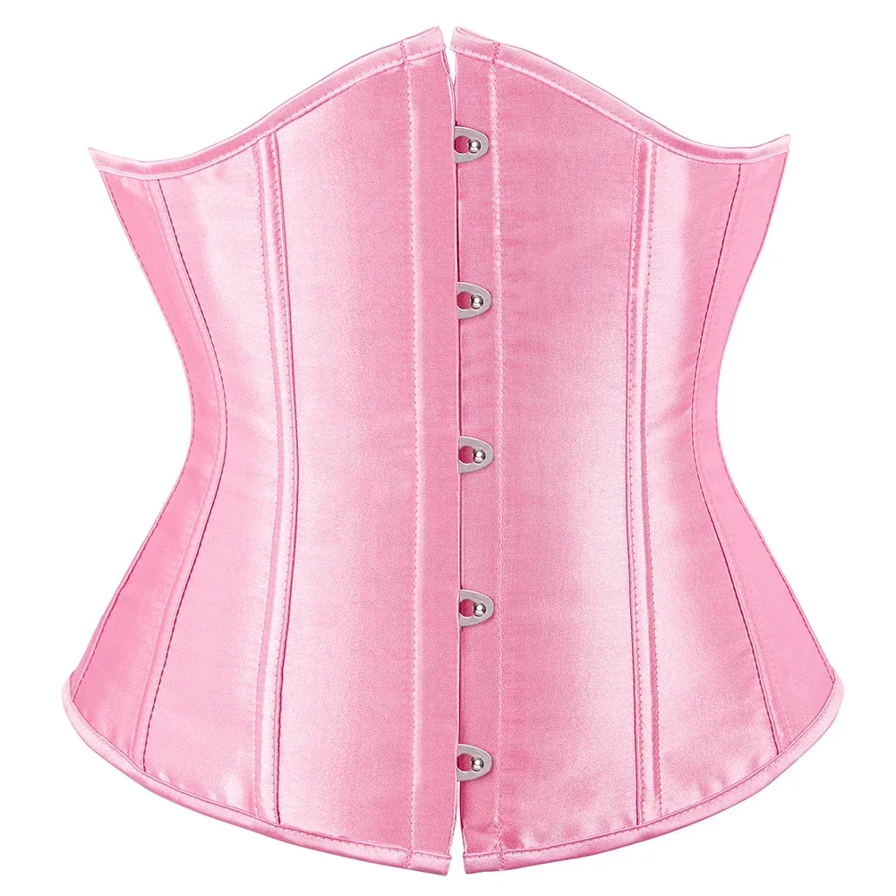 Women's Satin Underbust Corset Bustier Waist Training Cincher Plus Size Sexy Lace-Up Bustiers & Corsets