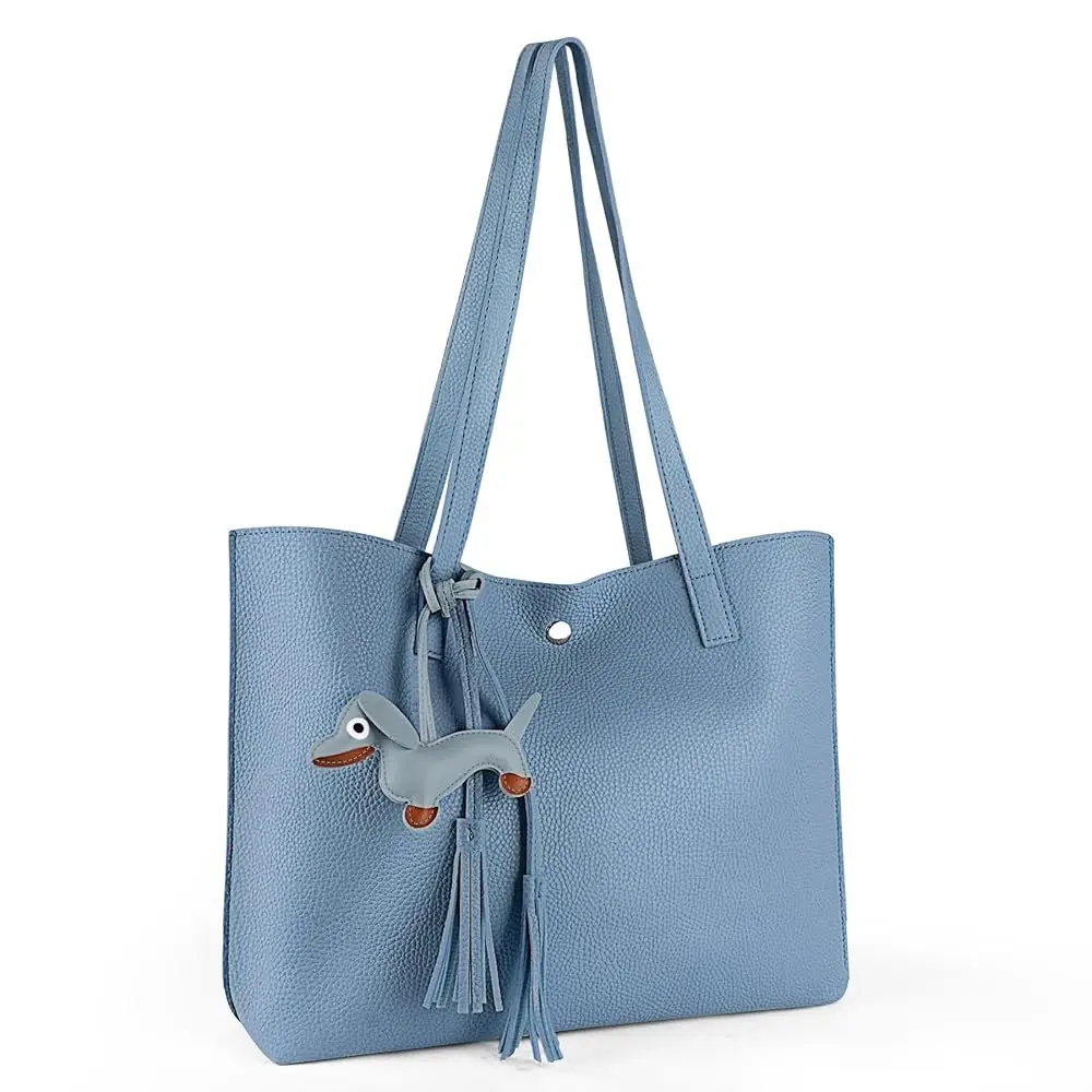 

Женская сумка-тоут из искусственной кожи, большая вместительная сумка через плечо с ручкой и кисточками, сумка-сэтчел