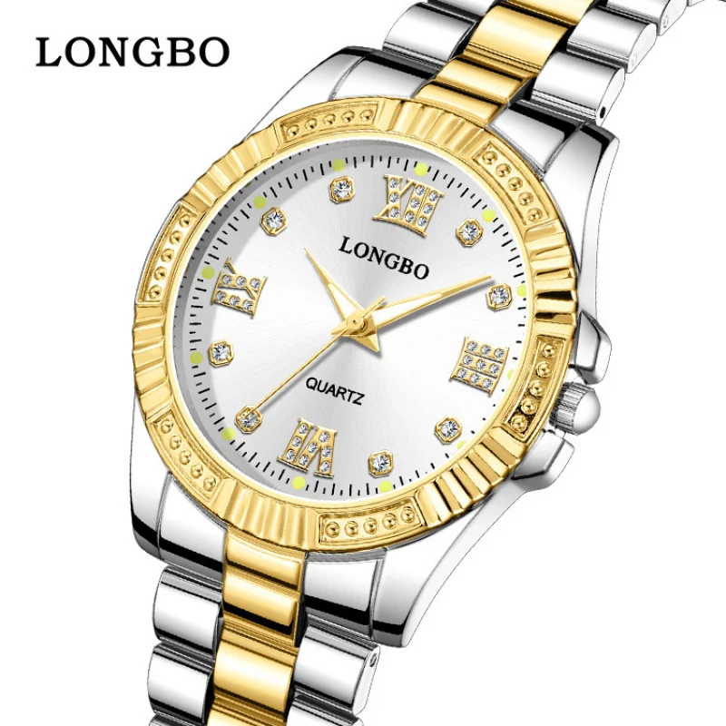 LongboLONGBONew coppia orologio cinturino in acciaio luminoso orologio da uomo d'affari orologio da donna di moda