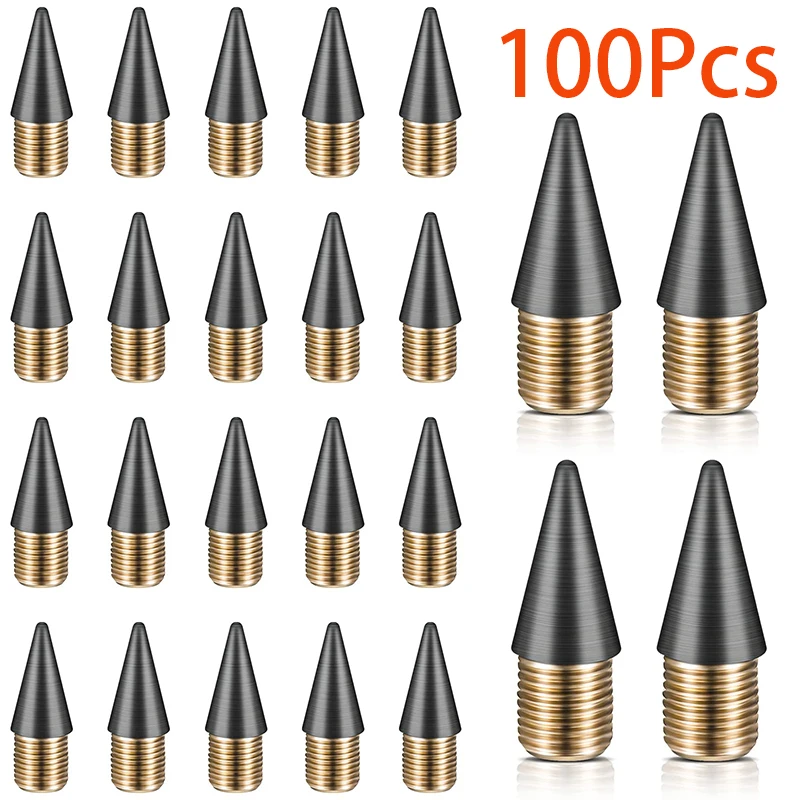 100Pcs Infinite Pencil Replaceable Refill Inkless Pencil Replaceable Graphite Nib Metal Inkless Replacement Head