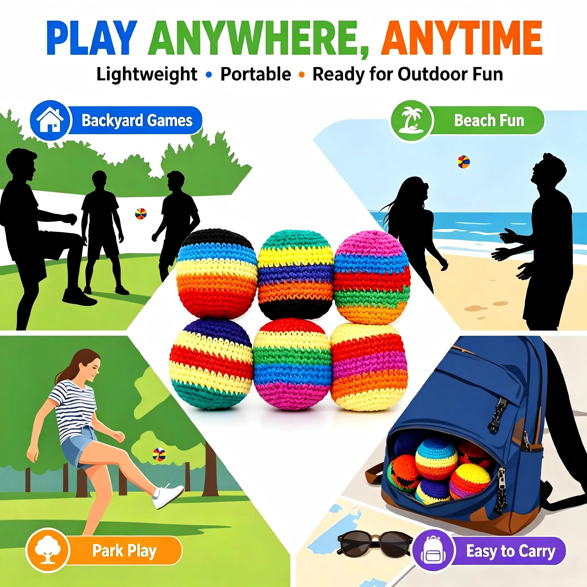 12Pcs Random Color Soft Footbag Sack Mini Sandbag Sacks Kick Ball Outdoor Sport Juggling Ball for Family Group Activities