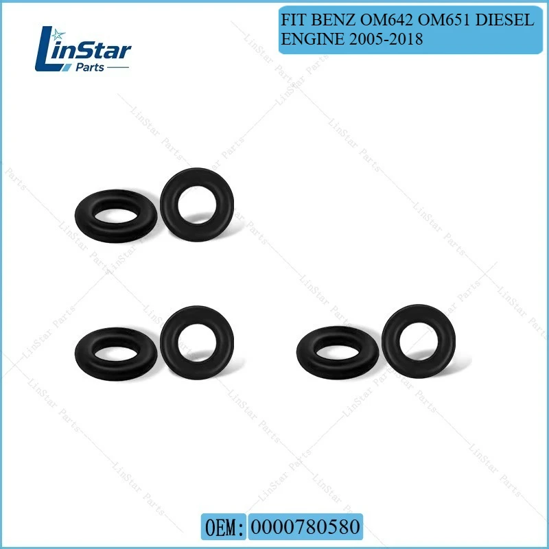 6 PCS Injector Leak Off Seal O-Ring 0000780580 A0000780580 For Mercedes Benz OM642 OM651 Diesel Engine 2005-2018