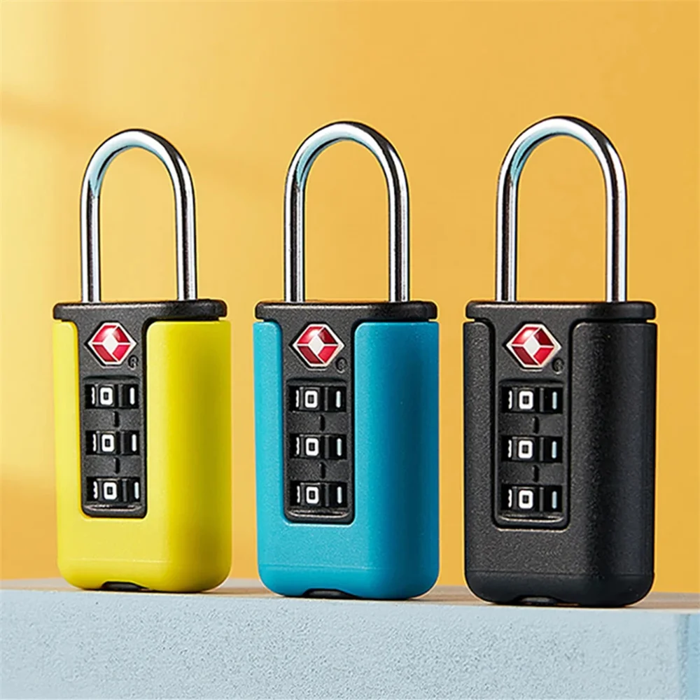 Customs Code Lock for Travel Luggage Password Changeable black Lock Contrast Design Padlock 3 Digit Combination Lock