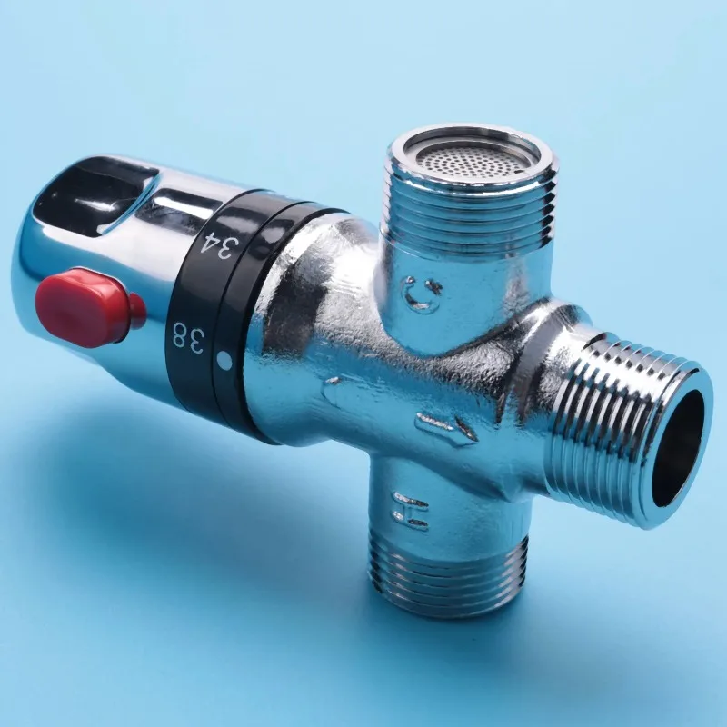 A43I 3/4 Inch Solid Copper 3-Way Thermostatic Mixing Valve Auto Temperature Control Valve for Solar Water Heater Control Valve