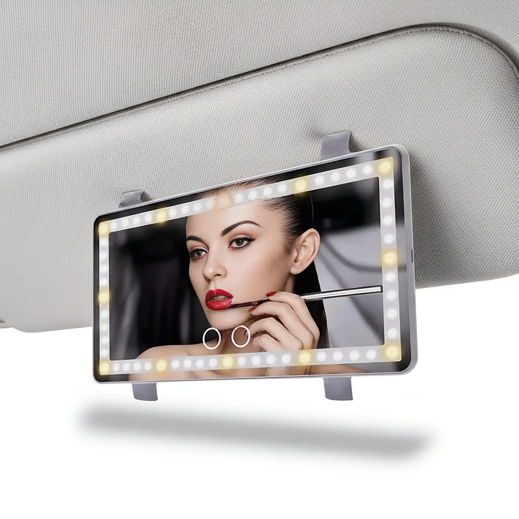 

Автомобильное зеркало с солнцезащитным козырьком — перезаряжаемое 3-режимное зеркало для макияжа с 60 светодиодами с регулируемой яркостью