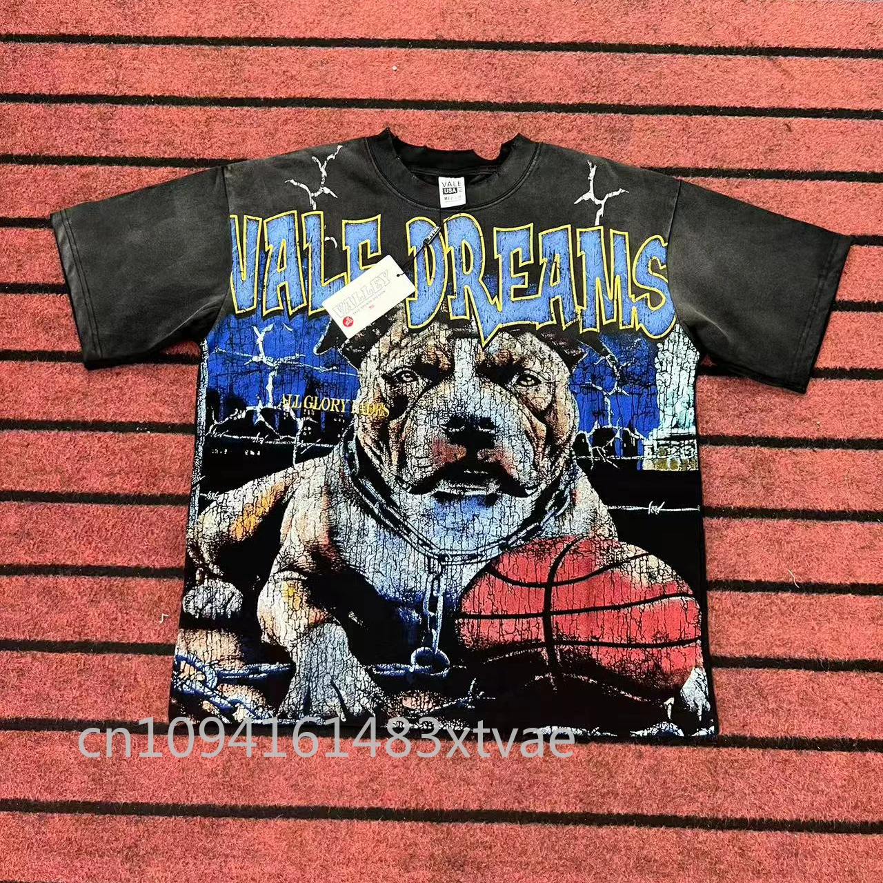 

Luxury Design Vale Dreams Men's T-shirts Retro Hip Hop Basketball Print Cotton Tops Designer Brand Men's High Street T-shirts