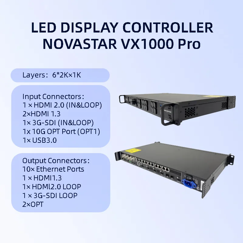 معالج فيديو Novastar 4K VX1000 Pro وحدة تحكم الكل في واحد يدعم مدخل HDMI DVI SDI لشاشة LED ملونة كاملة