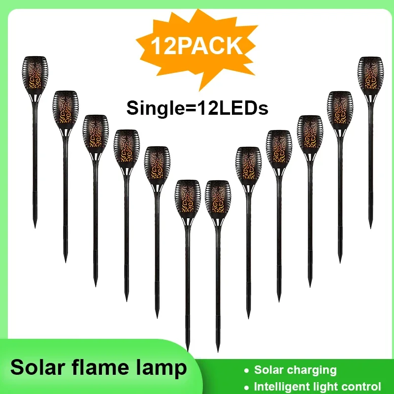 

Outside Solar Lights Garden Lights Waterproof Solar Powered Outdoor Lights Solar Torch Light with Flickering Flame for Garden