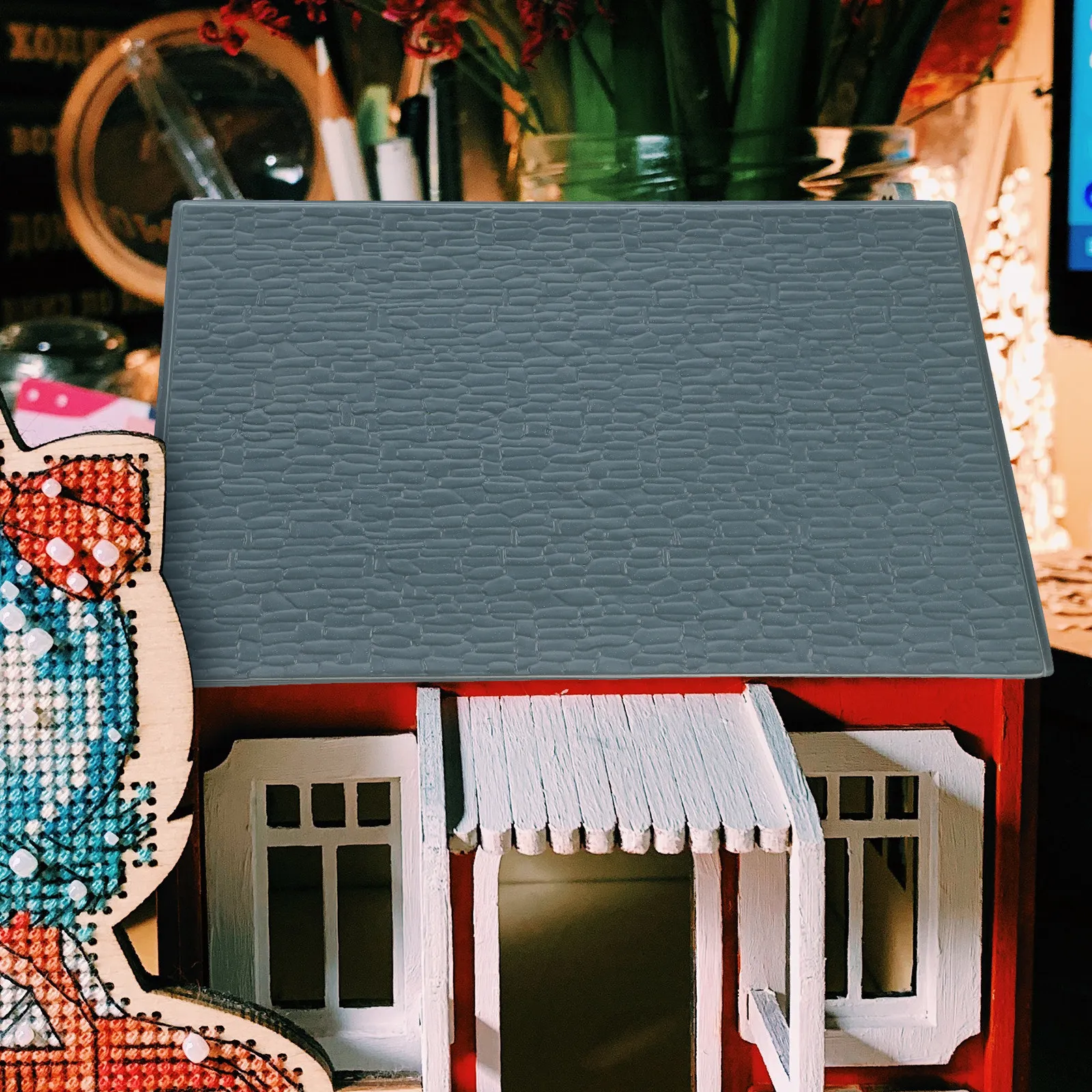 

6 Sheets Mini Roof Tiles Models Lifelike Simulation Creative DIY Landscaping Materials Basing Materials for Miniatures