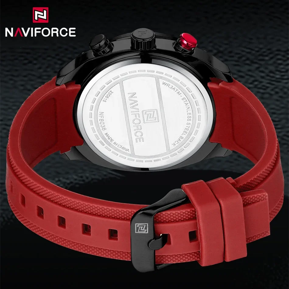 Naviforce 2024 Merk Origineel Herenhorloge Drie Kleine Wijzerplaten Waterdichte Siliconen Band Lichtgevende Klassiekers Quartz Polshorloge