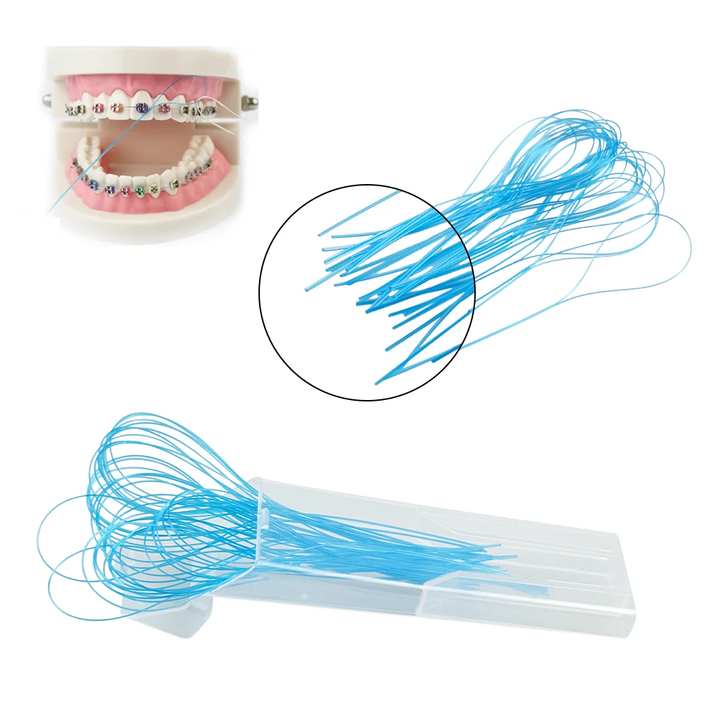 10 Bag Dental Floss Threader Needle Nylon Traction Line Tooth Brackets Braces Wire Crown Brace Bridge Implant Hoop Threading
