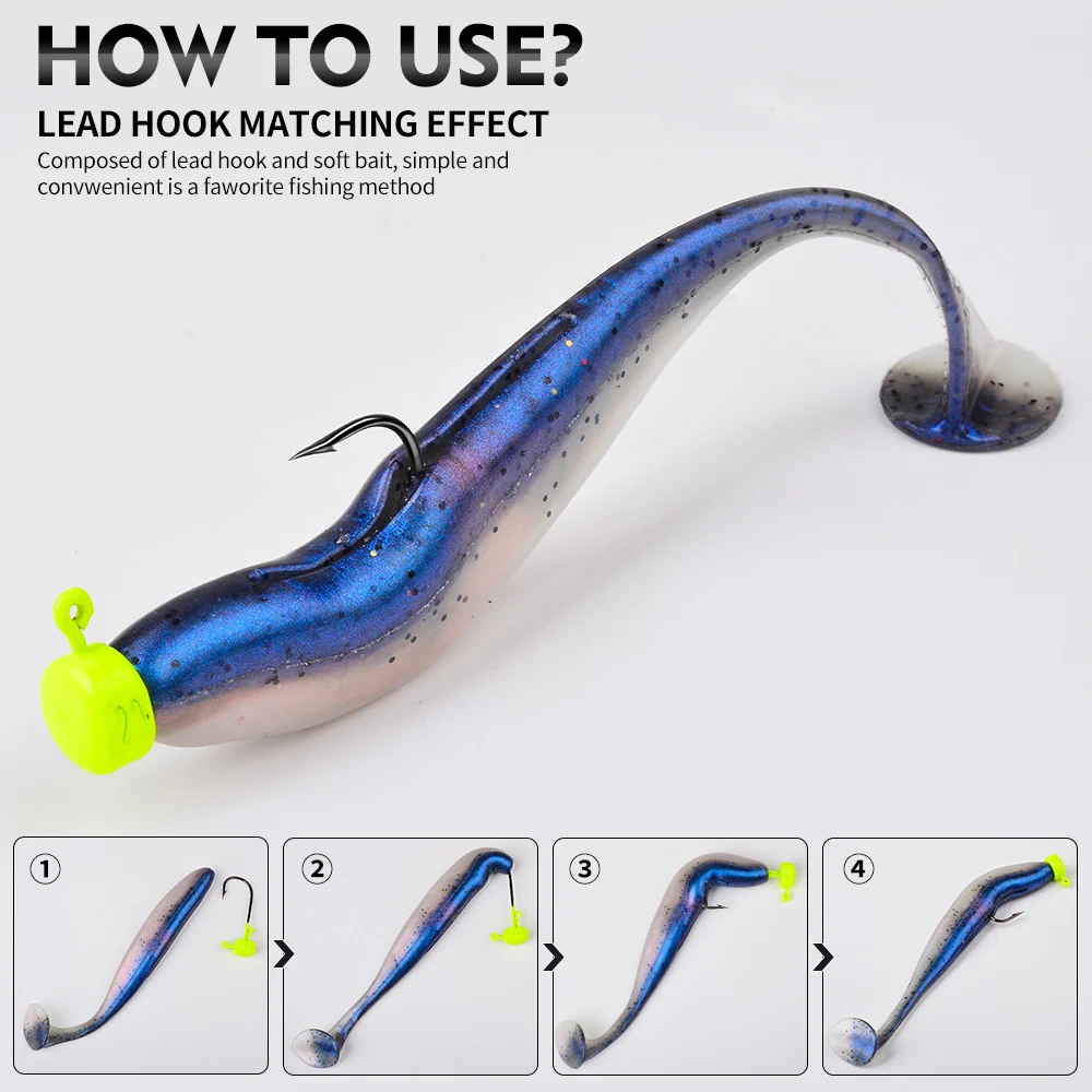 Proberos 4/10 Stück 9/12 cm 4,7/9 g T-Tail Swimbait Silikon-Weichwurmköder Künstlicher Köder Wobbler für Meeres- und Süßwasser-Angelausrüstung – Detail 11