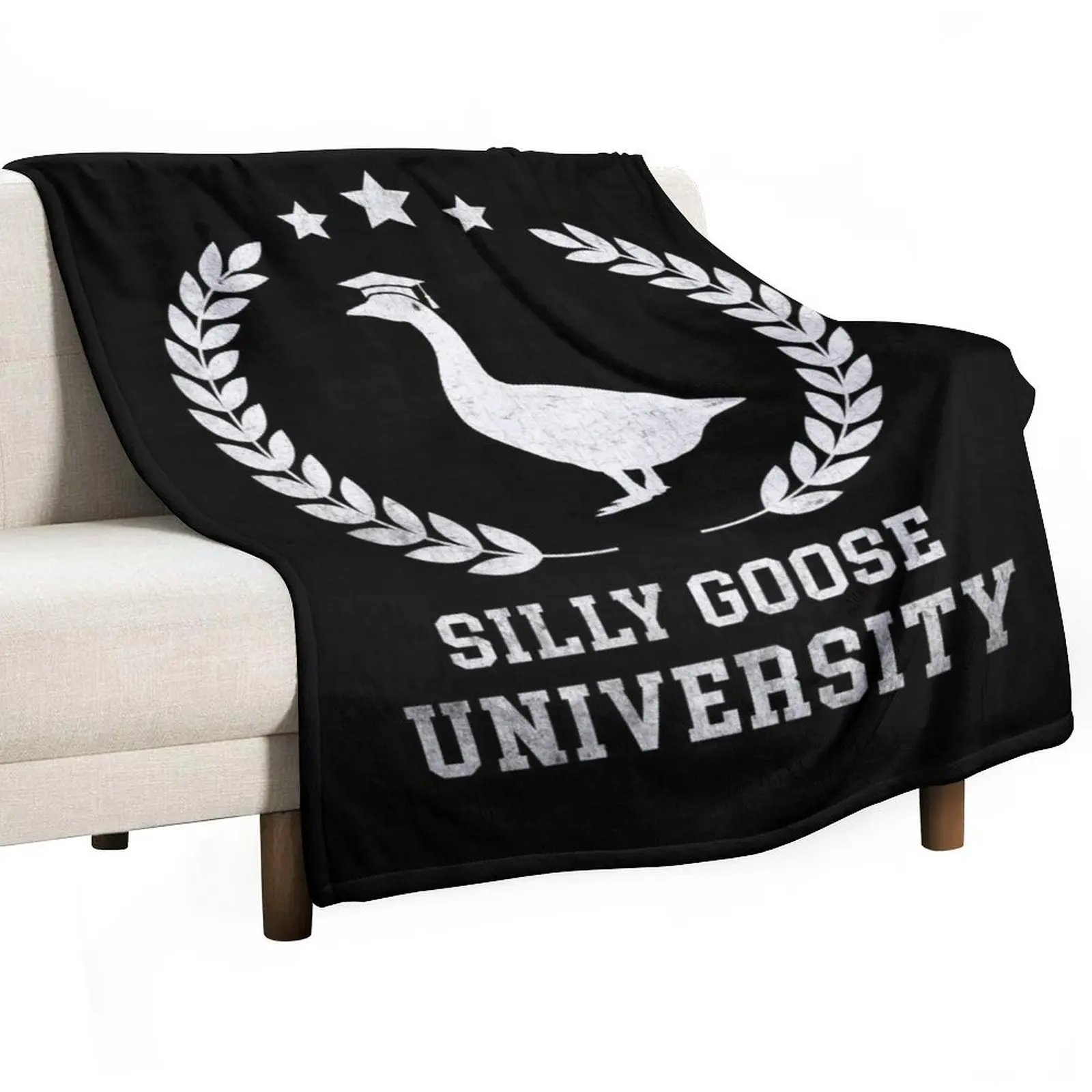 

Silly Goose University Funny Silly Goose Meme Throw Blanket Bed Nap Winter beds funny gift Blankets