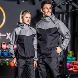 2024 Summer Korean Sauna Suit Men Women Gym Running Set Hoodies Sportswear Fitness Weight Loss Sweating Jogging Suit Size M-5XL