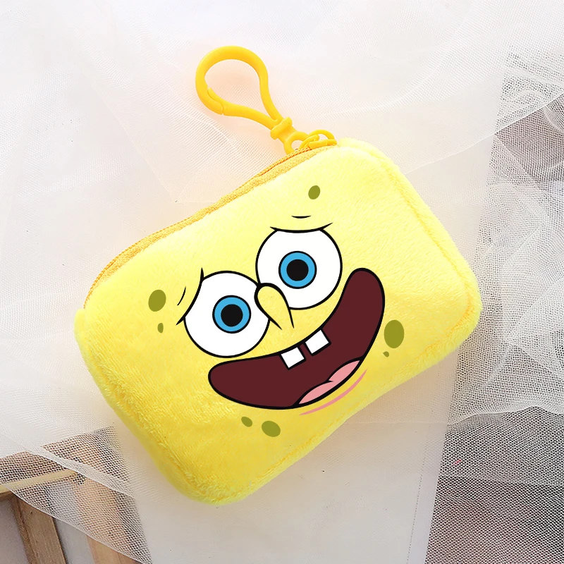 New Spongebob Plush Coin Purses Kawaii Cartoon Printed Storage Bags Cute Boys Girls Square Mini Handbag Children Birthday Gifts