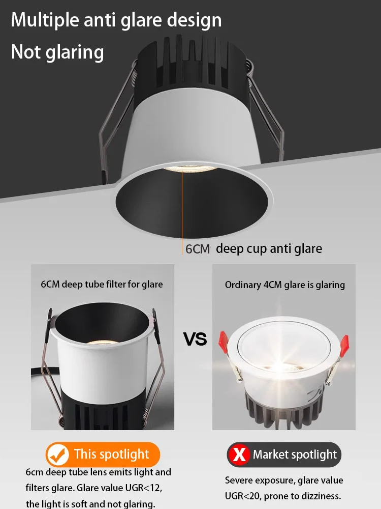 Led Spotlights Mini Extremely Narrow Border Small Spot Light Opening 45mm Living Room Hill Wall Washing Ceiling Lamp Home Foco