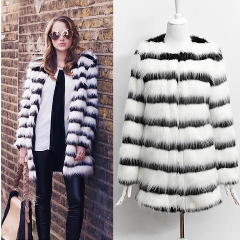 Haining Fox Fur Imitation Fur Coat para mulheres, comprimento médio, outono e inverno, One Piece