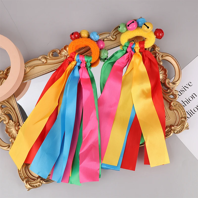 * 1Pcs Children's Wrist Ribbon Team Sports Pompom Cheerleading Big Match Pom Club Dance Props Elastic Bracelet With Elastic Rope