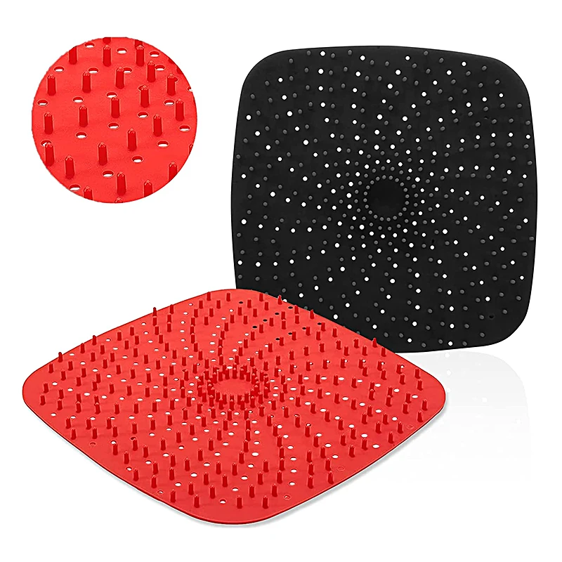 

8 Inch Reusable Air Fryer Liner with Raised Silicone BPA Free Non-Stick Steamer Pad Air Fryer Mats Kitchen Cooking Accessories