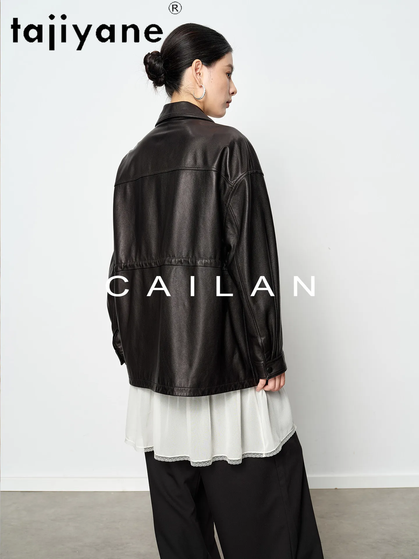 TAJIYANE Schafsleder-Jacke für Damen Mittellange Stilvolle Echtleder-Jacken Neu in Oberbekleidung 2026 Herbstkleidung дубленка