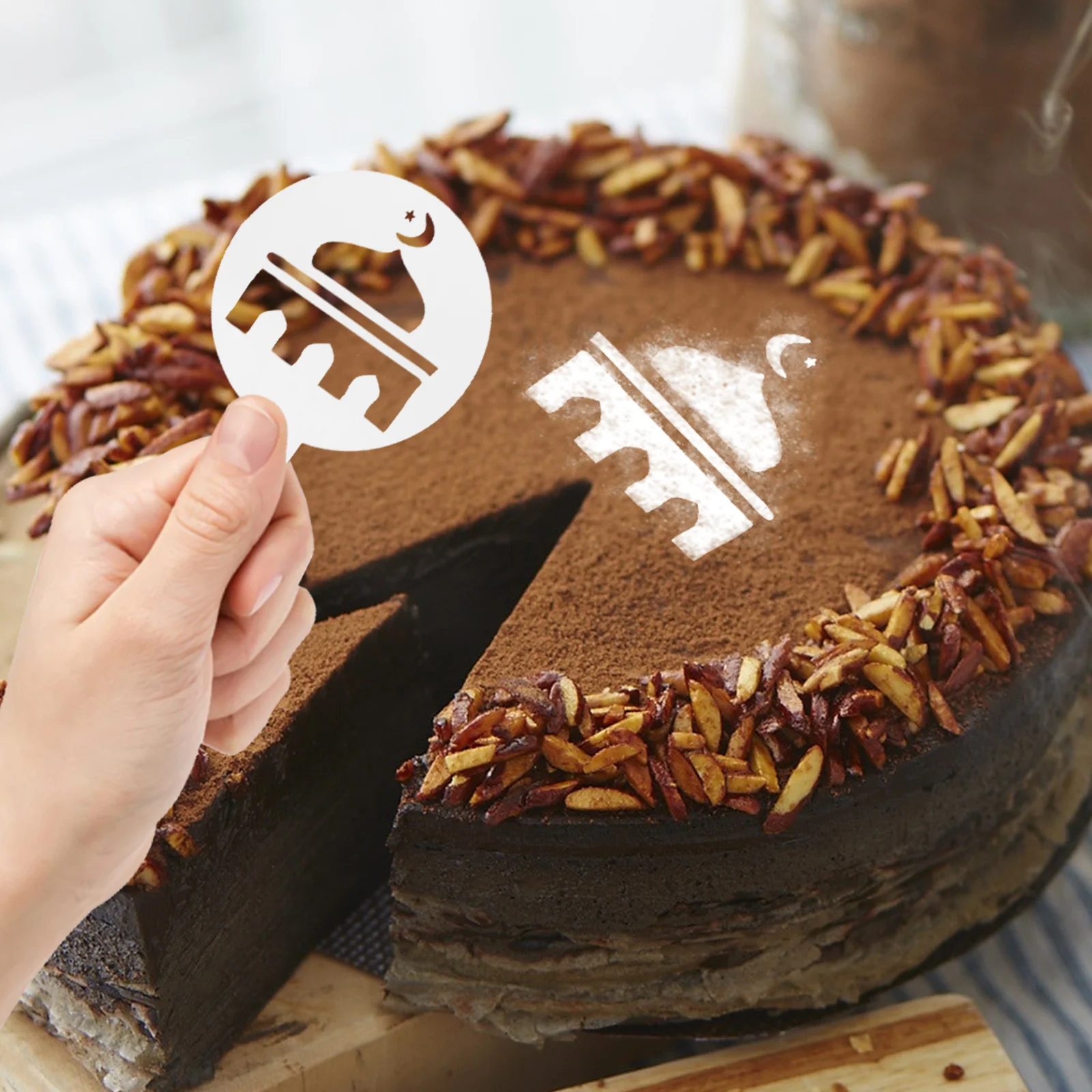 

12 Pcs Coffee Pull Pattern Decoration Cake Baking Painting Molds Stencil for Spray Muslim The Pet Stencils Templates
