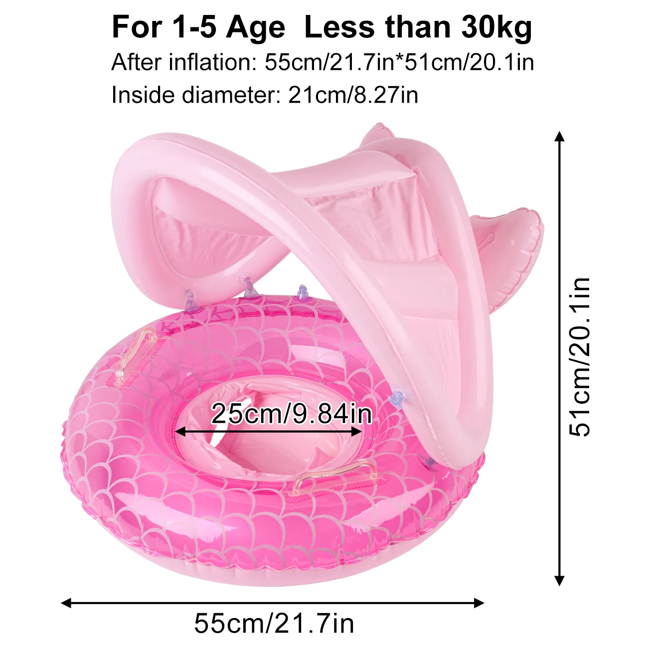 1 Stück Schwimmring mit Sonnendach, Pool-Float mit Sicherheitssitz, Schwimmring mit Sonnenschutz