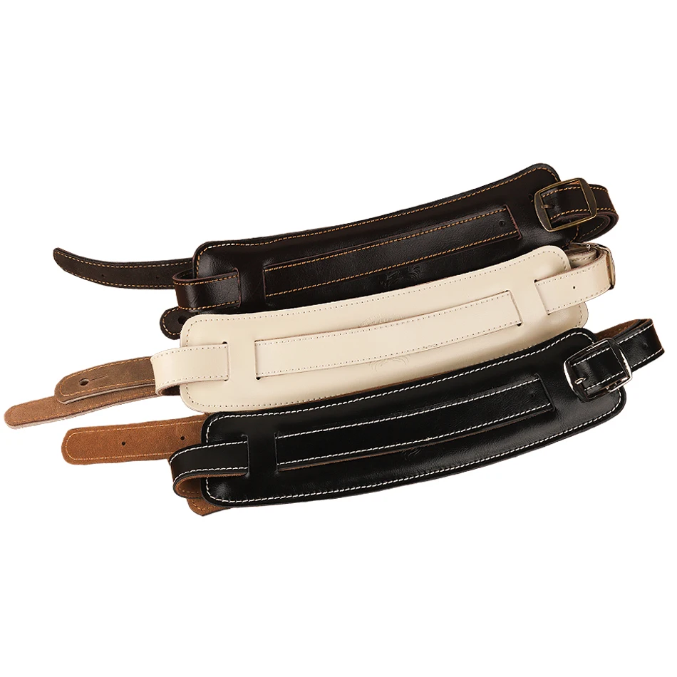 Leather Guitar Strap Belt Shoulder Pad Adjustable Vintage Acoustic Electric Guitar Bass Straps Durable Leather with Metal Buckle