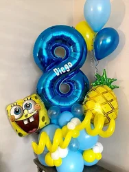Cartoon SpongeBob SquarePants Aluminum Foil Balloon Children's Birthday Party Latex Balloon Decoration Set Baby Shower Toy Ball