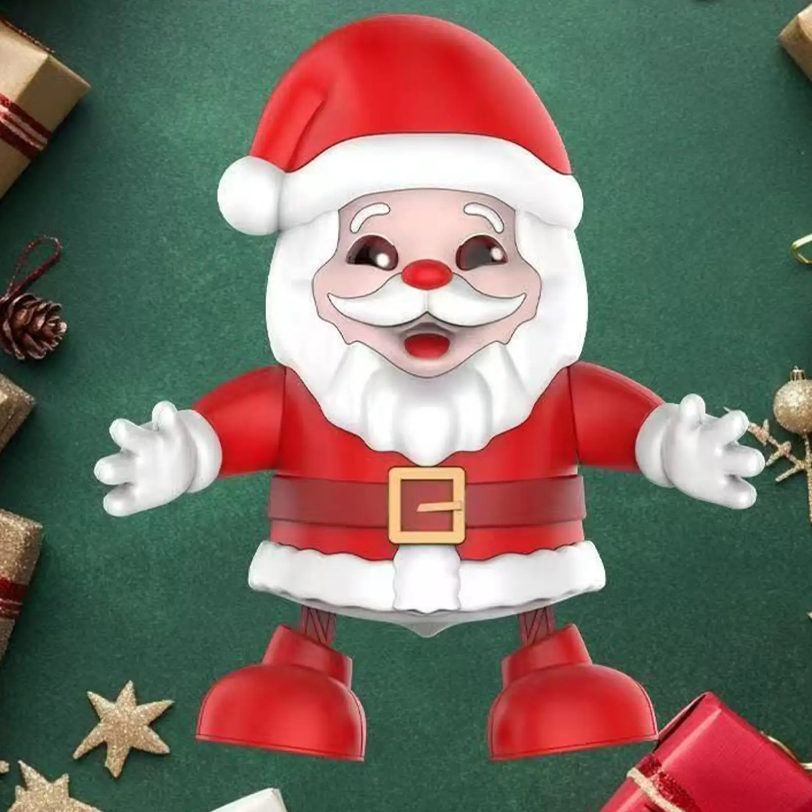 ซานต้าเต้นรำ 7.87 นิ้ว ของเล่นคริสต์มาสร้องเพลงเต้นรำ มีไฟ ตุ๊กตาเทศกาลสำหรับงานเฉลิมฉลองในบ้าน ครอบครัว และงานปาร์ตี้วันหยุด
