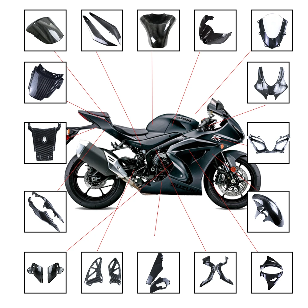 

3K Carbon Fiber Motorcycle Accessories For Suzuki GSX-R1000R Complete Carbon Fiber Fitting Fuel Tank Cover Front And Rear Fender