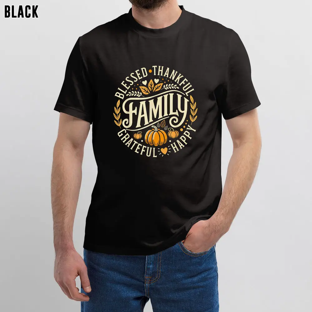 Abençoado, agradecido, família, ação de graças, camiseta, ideia perfeita para presente de feriado