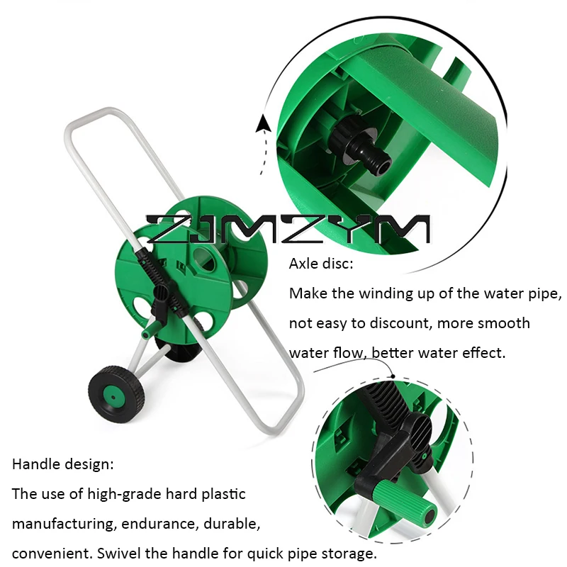 Portable Light-Duty Hose Reel Garden Cart Outdoor Household Water Pipe Reel Hand Push Type with Wheels Fast Pipe Collection Rack