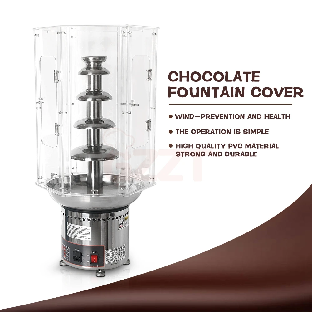 7 Tires Simple Assembly Acrylic Tube For Chocolate Fountain Commercial Sneez Guard Wind Guard Cover For Chocolate Fountain