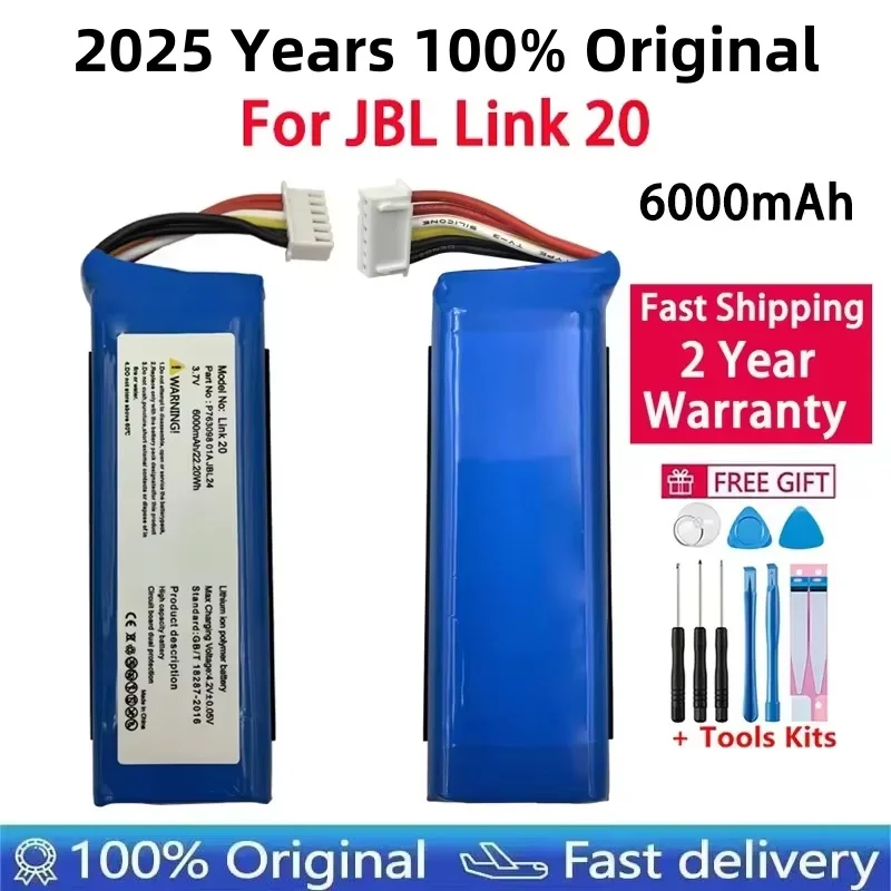 

Fast Shipping 2025 Years 100% Original P763098 01A 6000mAh Speaker Battery For JBL Link 20 Link20 Loudspeaker Bluetooth Bateria