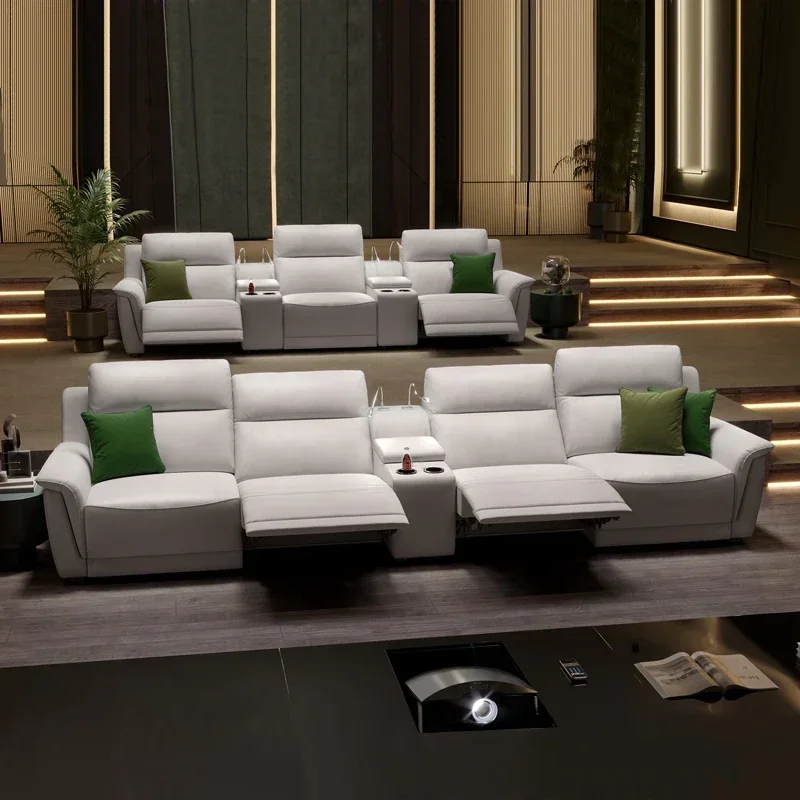 Deluxe Home theater sofa All leather modern simple electric capsule three private AV room sofa