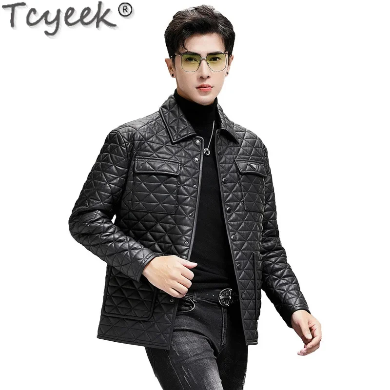 Tcyeek Genuine Leather Man Jackets Top Layer Sheepskin Coat for Men Spring Autumn Clothes Motocycle Jacket Chaquetas Hombre 2024