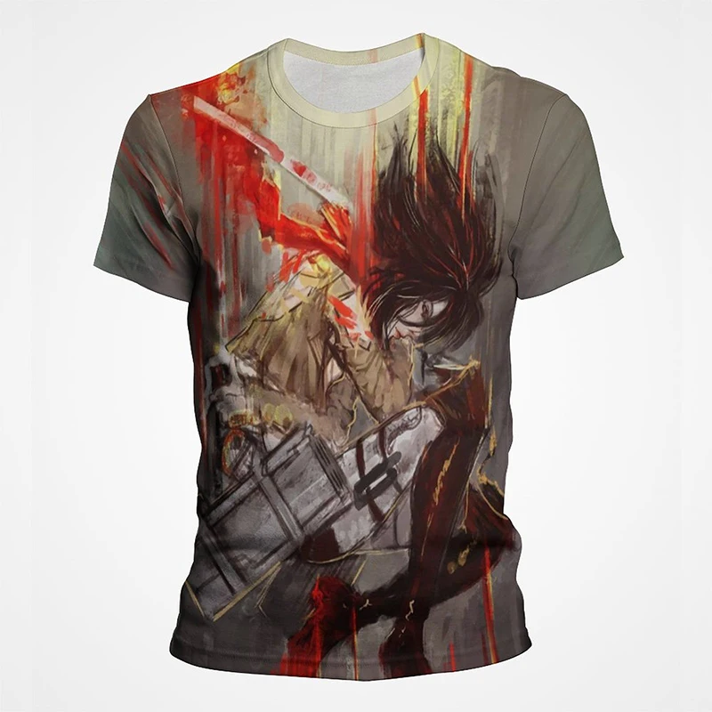 Camiseta con estampado 3D de ataque gigante a los Titanes para hombre y mujer, camiseta de Anime de moda con cuello redondo, ropa de calle, Top