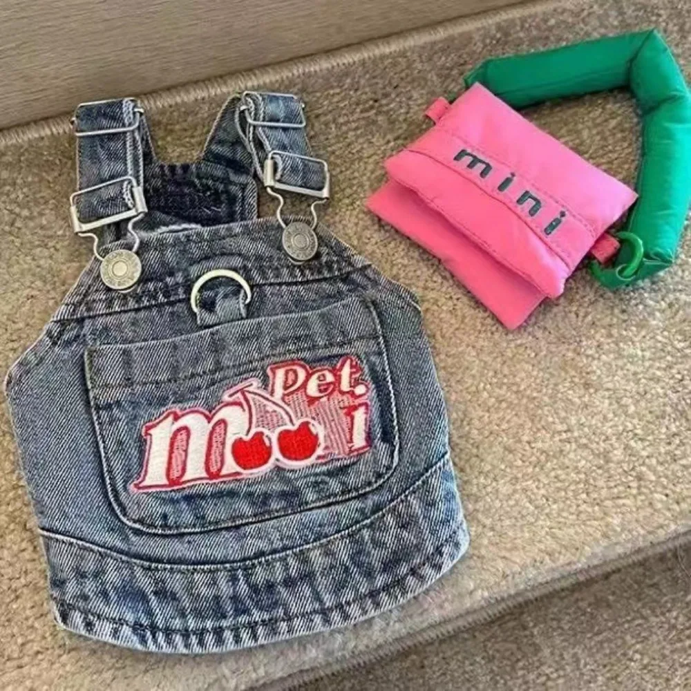 Pet Clothes Dog Denim Skirt Chest Strap Cat Small Dog Embroidered Dress Maltese Cute Yorkshire Puppy Dog Dresses for Small Dogs