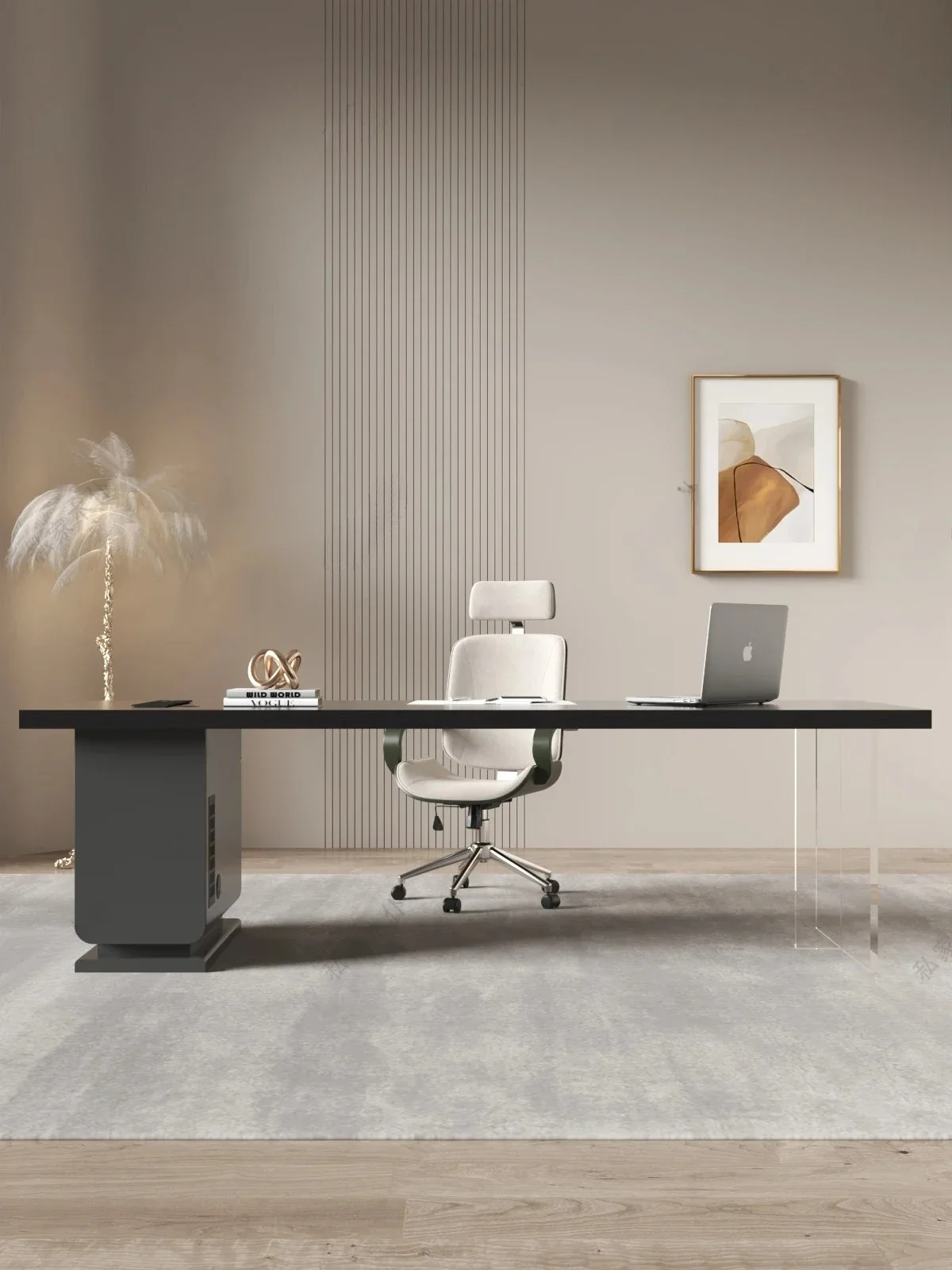 Household dining table integrated desk light luxury modern corner L-shaped desk bookshelf integrated