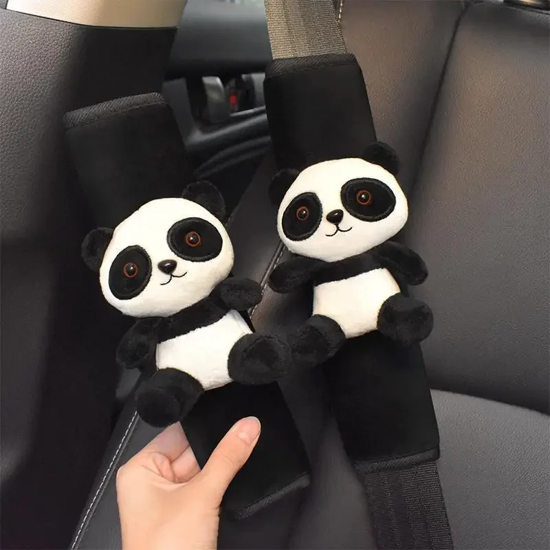 

New Cartoon Animal Car Seat Belt Shoulder Pad Cover Cute Panda Doll Decoration Cover Soft Car Accessories Interior Woman Kids