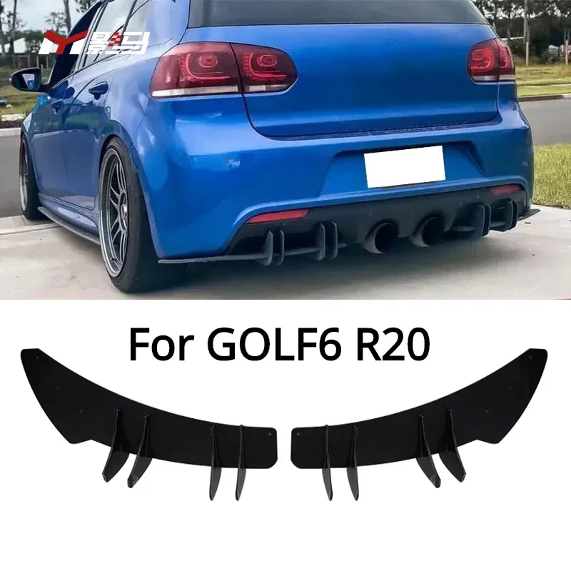 FOR 2008-2012 Volkswagen Golf 6 mk6 R20 double piece rear bumper diffuser Gloss black car spoiler rear lip kit