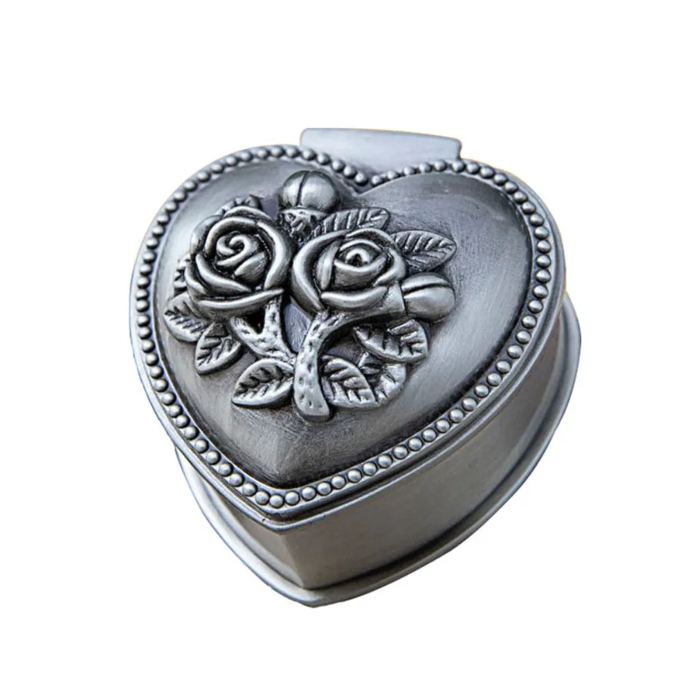 

Винтажная металлическая шкатулка для украшений с цветочным узором, пылезащитная, для домашнего декора, органайзер для колец и браслетов, маленький размер, ретро-шкатулка для хранения мелочей, для женщин и девушек