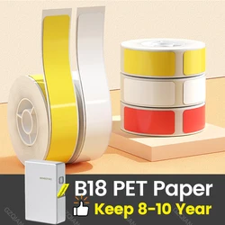 Niimbot-rollo de papel de etiquetas PET, cinta de carbono colorida para oficina, portátil, transferencia térmica, mantiene de 8 a 10 años, B18