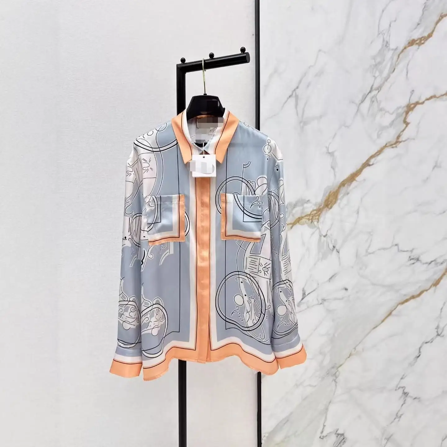 

Casual Silk South Oil Shirt Fashionable Ageless Print Versatile Early Spring New Style Elegant Long Sleeve Women's Blouse